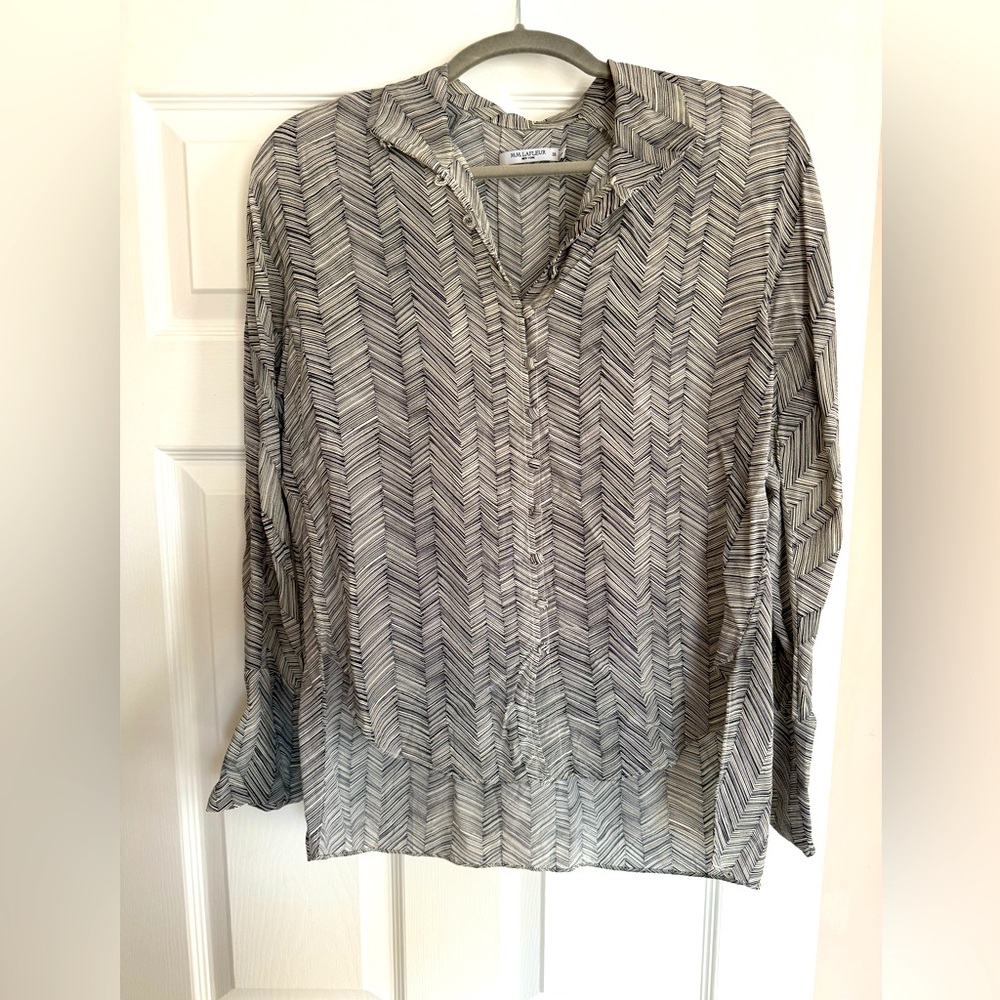 MM Lafleur Bridget black and white herringbone blouse